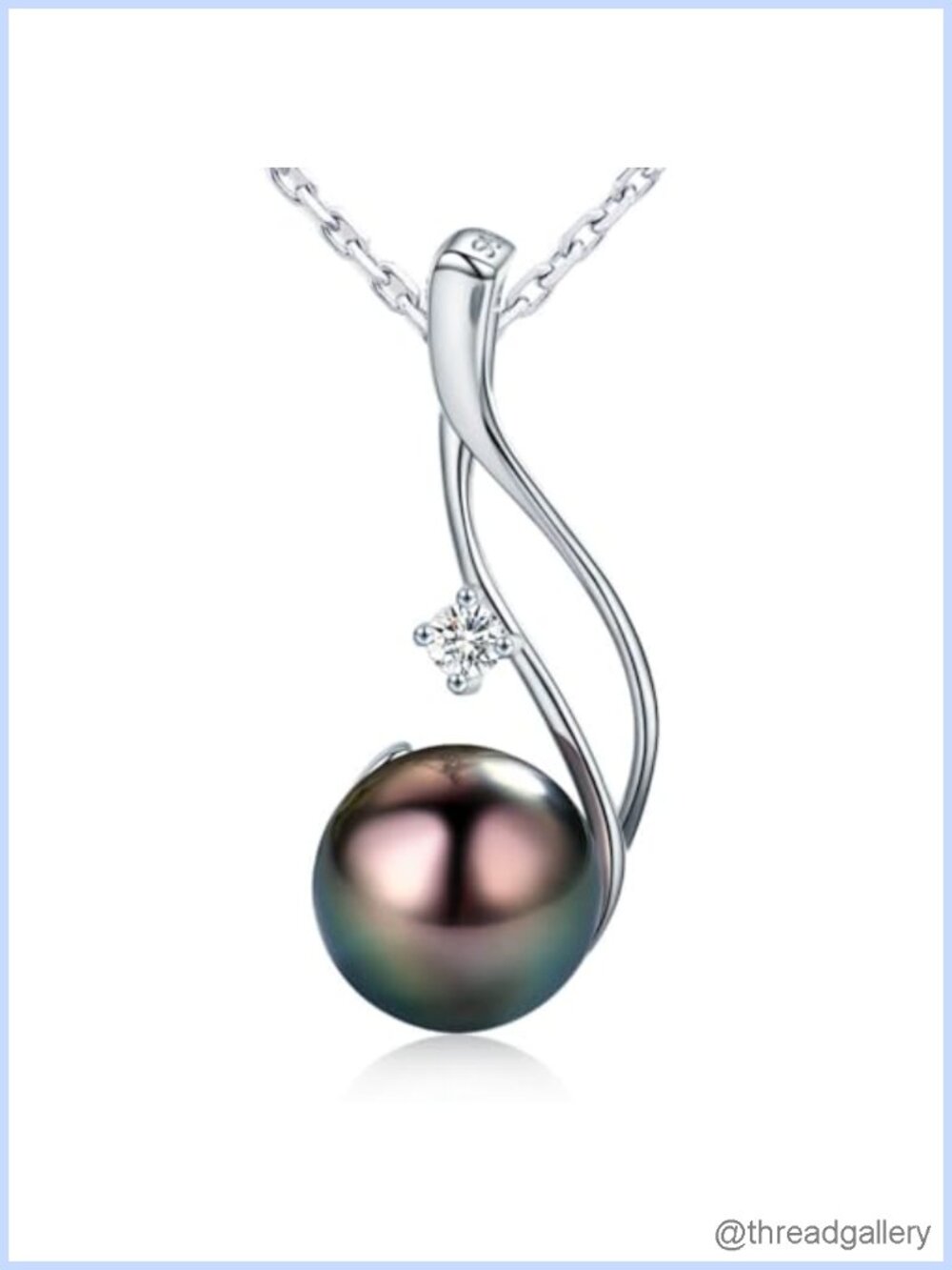 Tahitian Black Pearl Necklace 925 Sterling Silver Pendant Anniversary Gift
